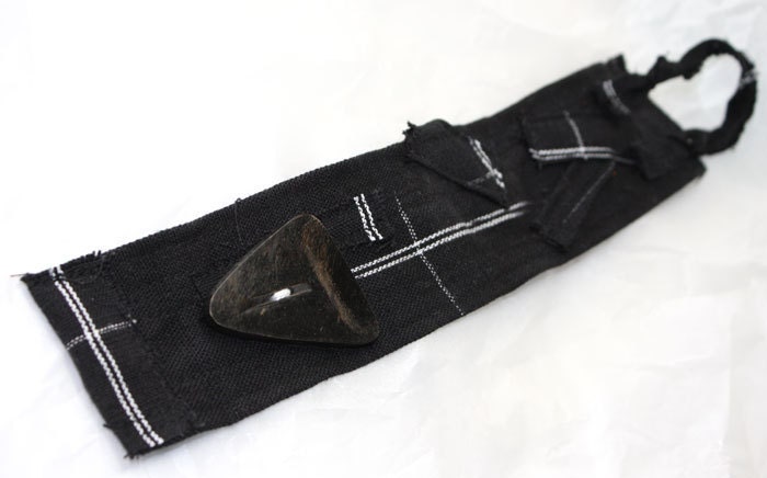 Crossroads Black textile cuff unisex chunky vintage button