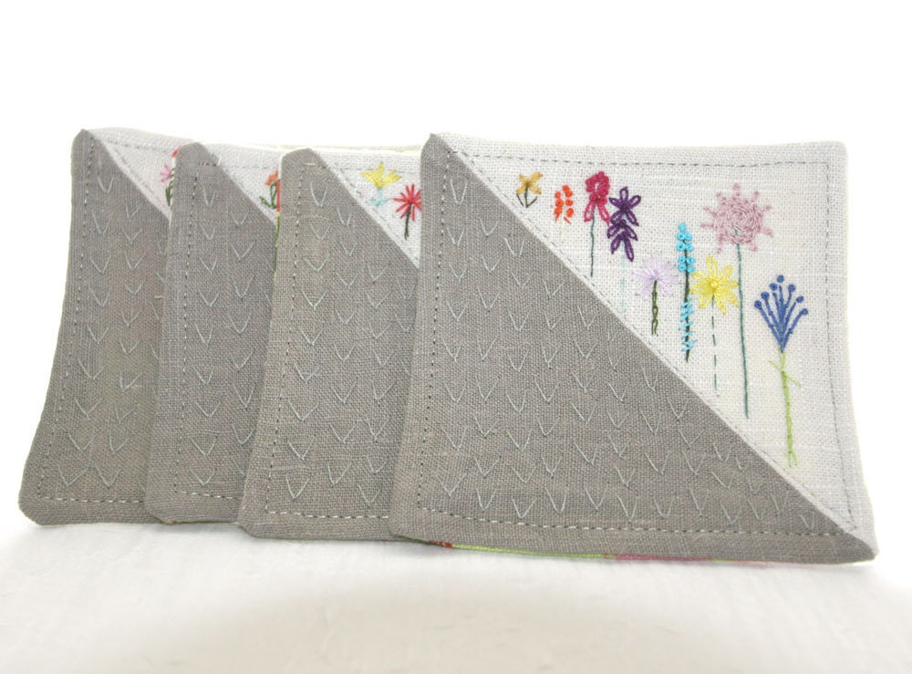 Coaster Textile Fabric Hand Embroidery  how does your garden grow