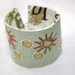 Hand Embroidery Textile Fabric Cuff Bracelet Mint Daisies Embroidery Linen Cuff Etsy