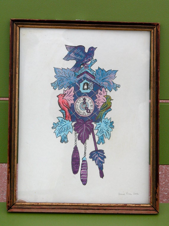 Night Birds Cuckoo Clock Print