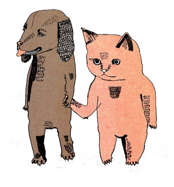 Cat and Dog Greeting Card
