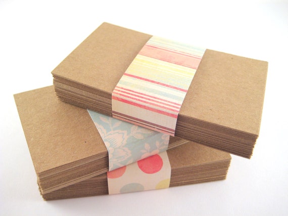 kraft-paper-business-cards-150-blank-diy-by-owlbot-on-etsy