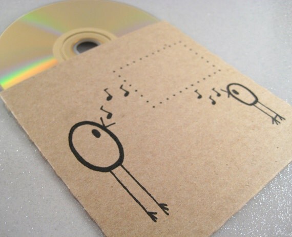 CD/DVD Sleeves - Musical Birdies - Gocco Printed