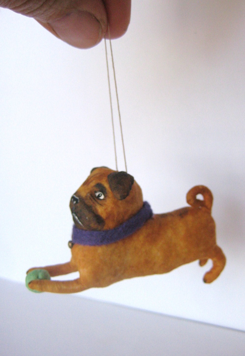 Spun Cotton Pug Dog ornament by Maria Pahls