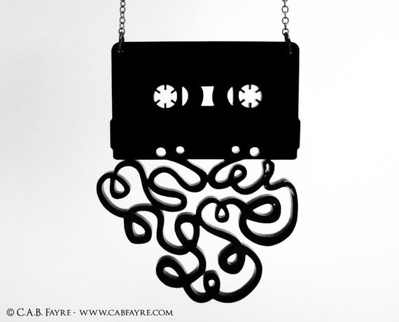 The Mixtape Breakup Necklace - Laser Cut Acrylic - Cassette Tape (C.A.B. Fayre Original Design)