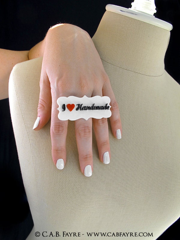 I Heart Handmade Ring - Laser Cut Acrylic (C.A.B. Fayre ORIGINAL DESIGN)