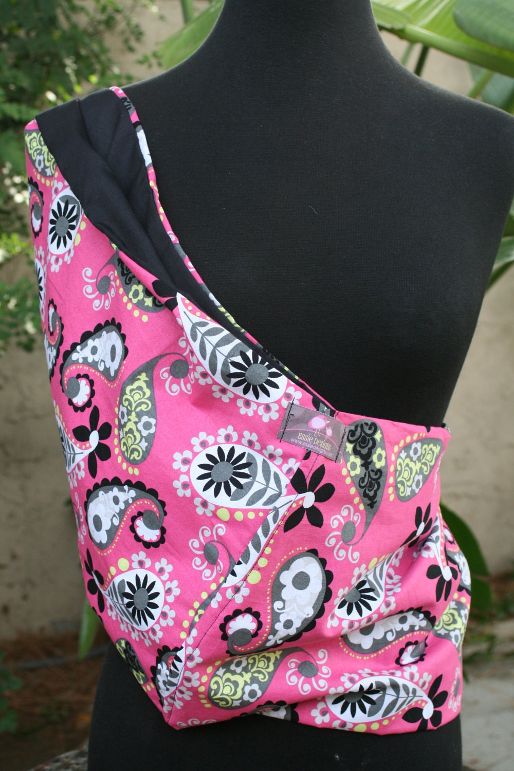 Baby Sling Baby Carrier  Hot Pink Black Paisley