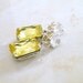 15% Off Sale Bridal Earrings Pastel Yellow Foiled Octagon Stone Rhinestone Silver Stud Bella EV1 Vintage Inspired Estate Style Wedding Jewe