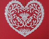 Thistle - Hand cut hanging kirigami heart