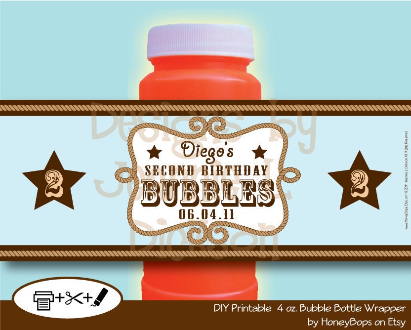 Cowboy Bubble Wrapper Birthday, Baby Shower, Announcement - Cowboy Western Theme - Custom Printable - Digital PDF file