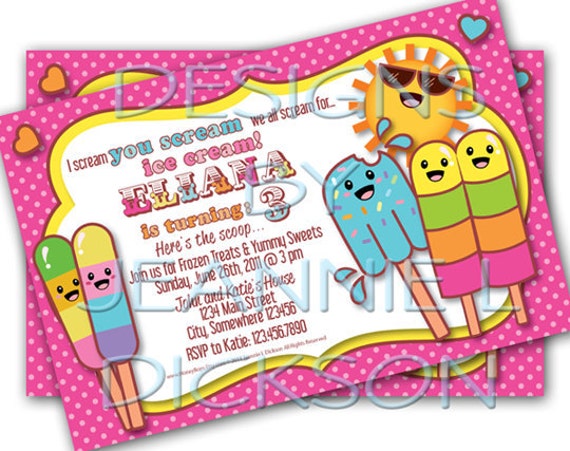 Popsicle Summer Customizable Invite for Birthday, Baby Shower - Printable Digital file Il_570xn