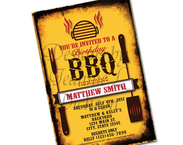 BBQ, Personalized invitation - uPrint Digital file Il_570xn