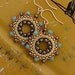Small Dangle Beadwork Drop Earrings In Grey Brown, Turquoise and Topaz, Jewelry, Wedding