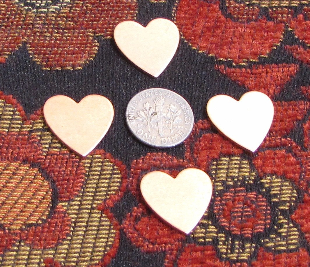 copper traditional hearts 3/4 18 ga hand stamping charms set of 4