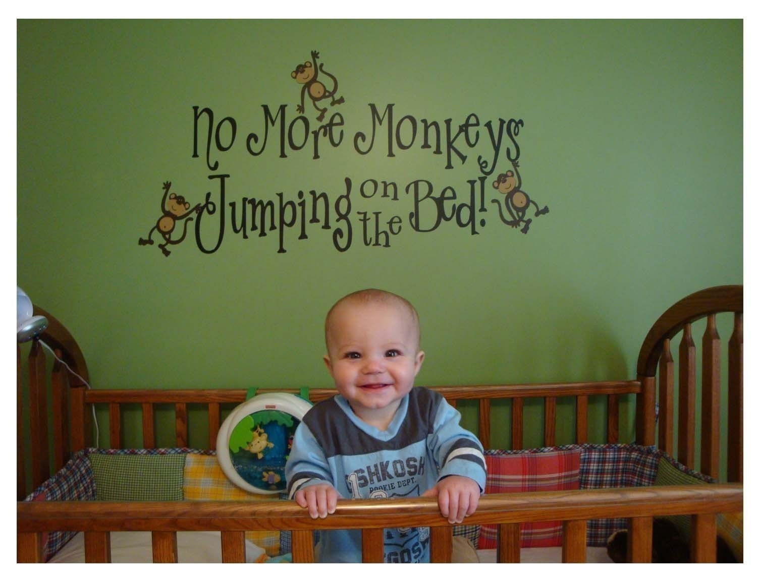 Monkey Wall Decal No More Monkeys Jumping on the Bed Large 2' x 3' Vinyl Wall Decal Sticker
