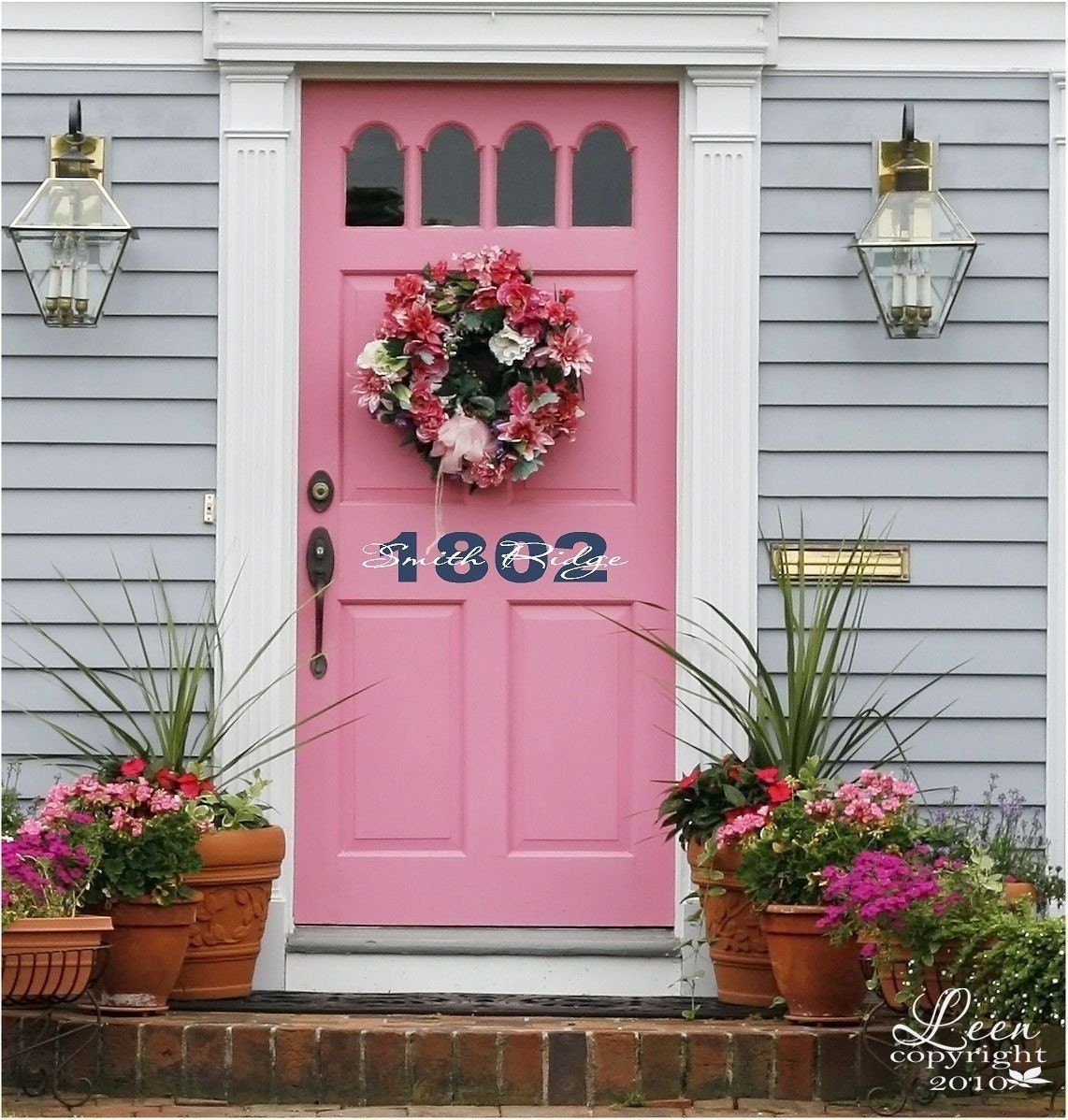 Door Decal - Front Door Vinyl Lettering with House Number