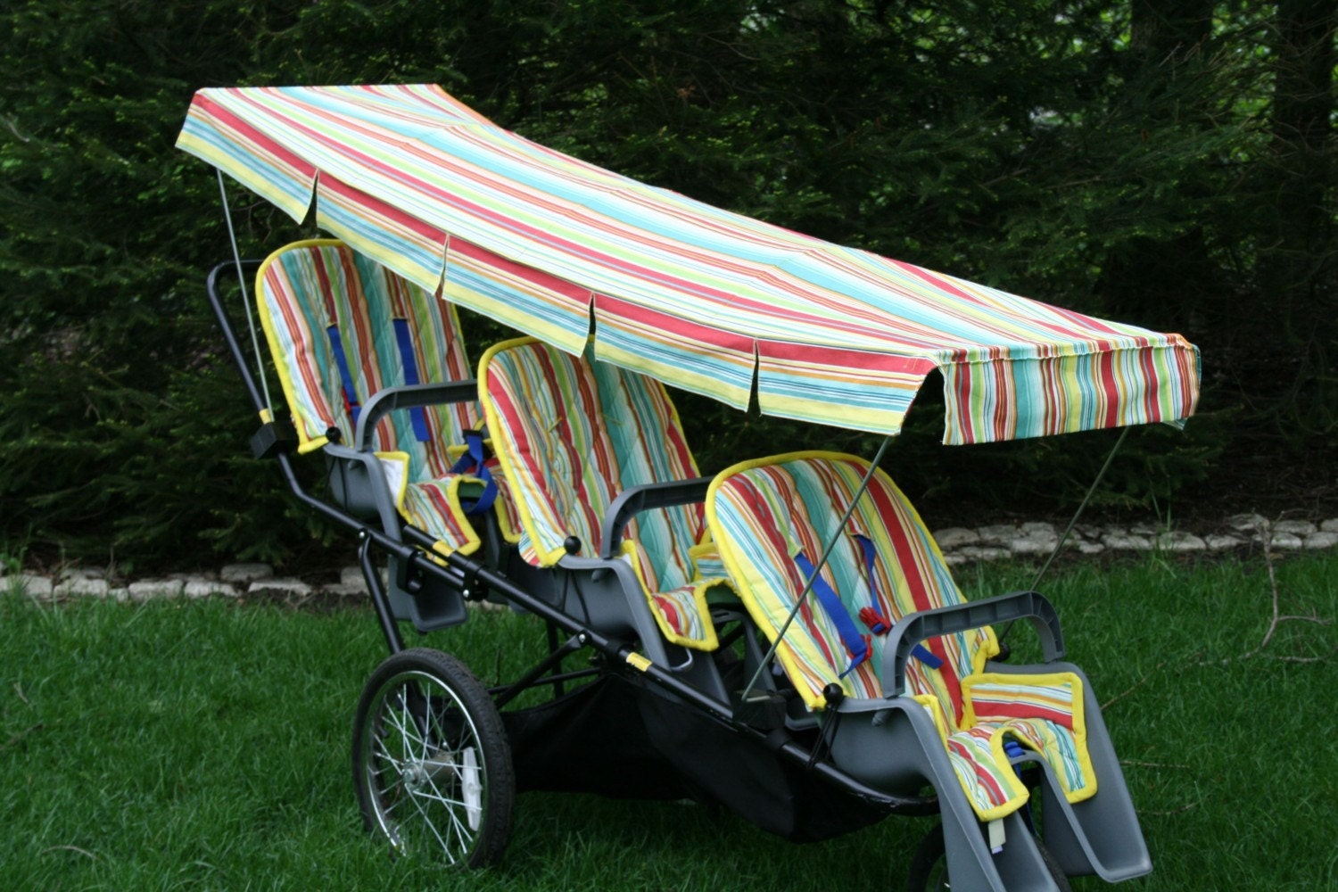 Striped Sun Canopy for the Triple Decker Stroller