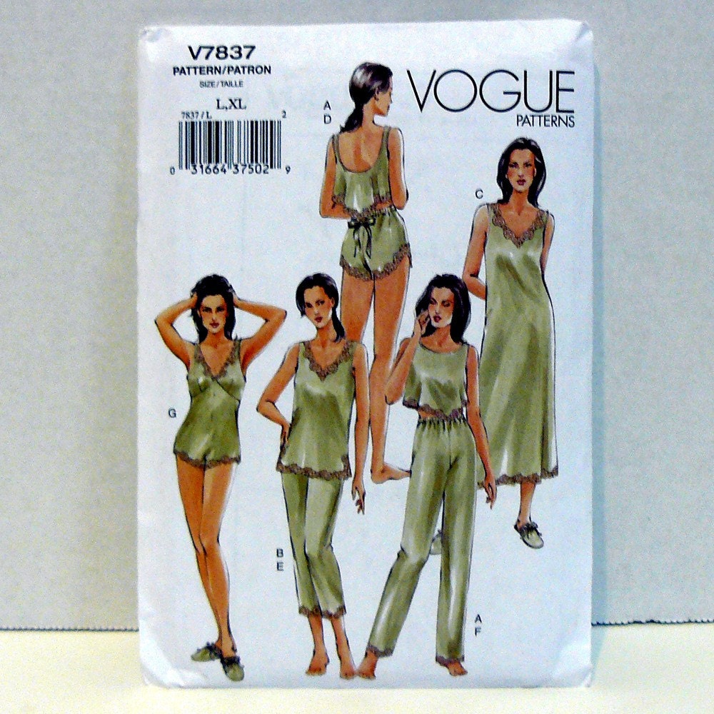 Vogue V Plus Size Lingerie Pattern Camisole Shorts Pants Teddy