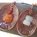 Dream and Create earrings, sterling silver, natural aquamarine, red carnelian gemstones forged hammered stamped brass bronze copper spoon