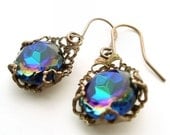 La Dolce Vita Filigree Earrings. Art Deco style dangle earrings - vintage filigree jewelry, blue drop earrings, Great Gatsby style