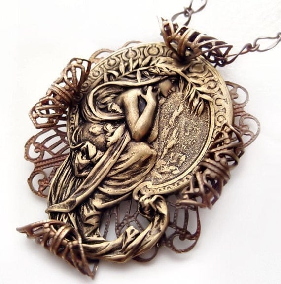 Alphonse Mucha's Poetry necklace, statement necklace, vintage filigree jewelry a Federikas design