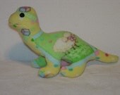 Plush Dinosaur Nursery Print  Green Yellow