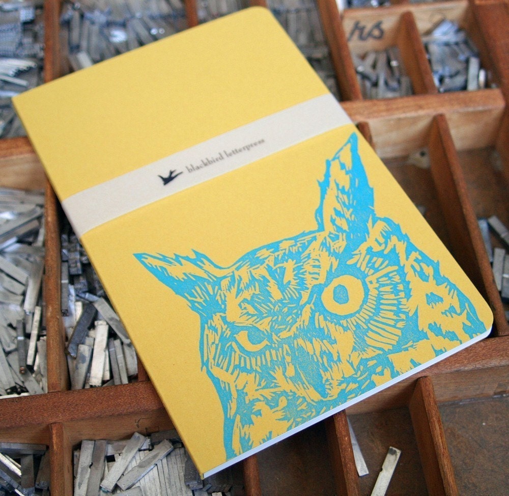 letterpress Owl notebook