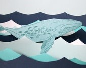 letterpress Get Whale card