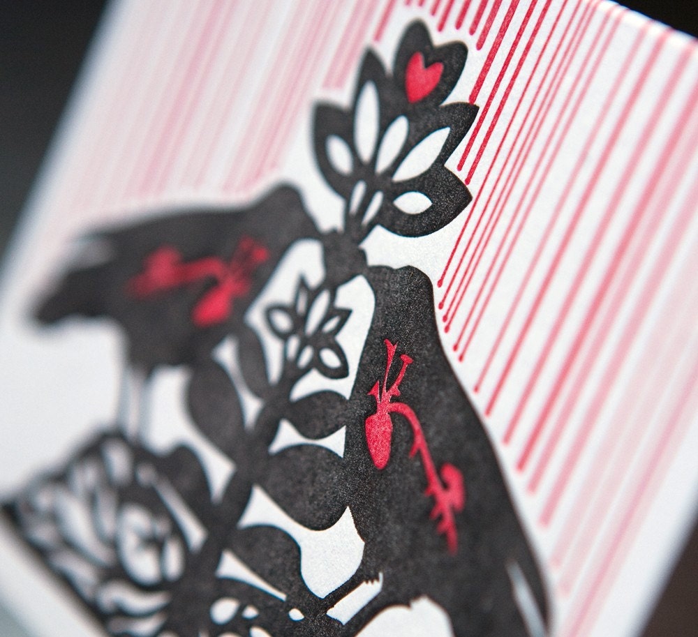 letterpress lovebirds cards crows