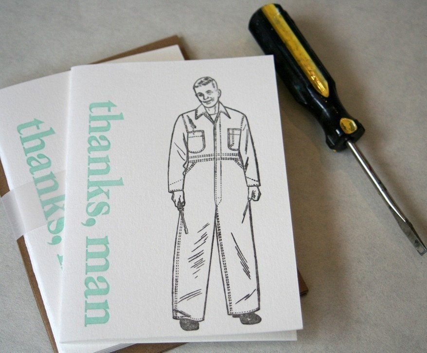 letterpress cards thanks, man