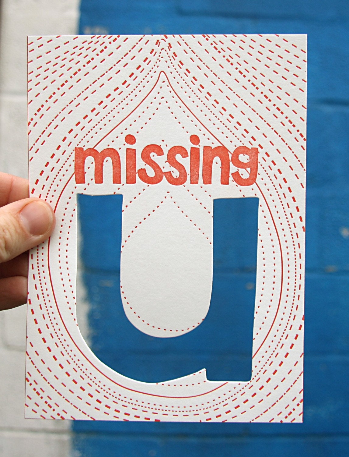 letterpress card missing u die cut