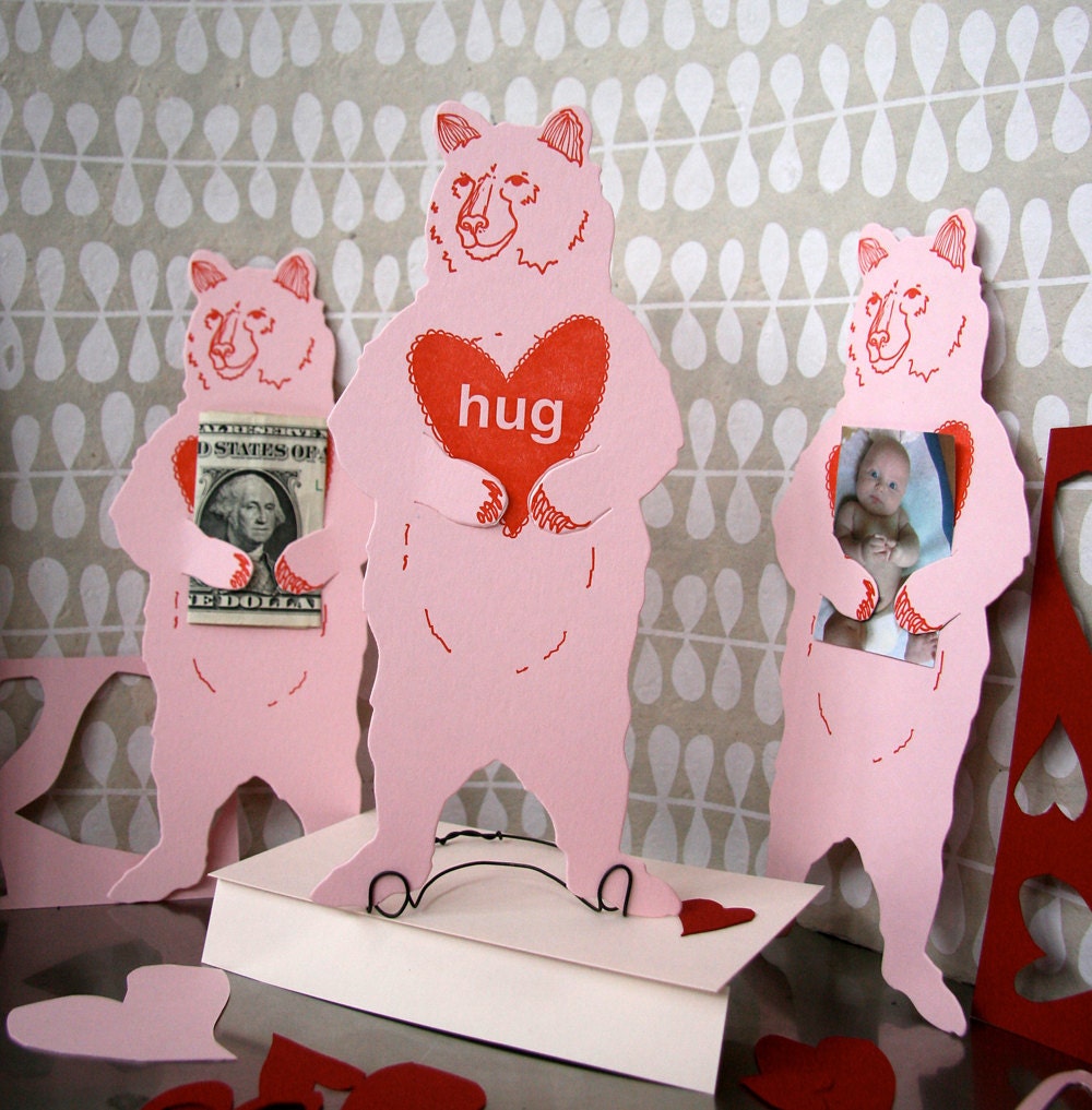 letterpress Valentine Bear Hug card