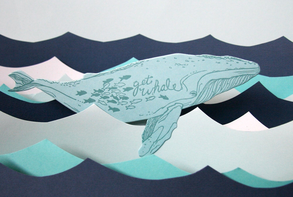 letterpress Get Whale card