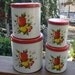 SALE SALE SALE VINTAGE DECOWARE FRUIT PATTERN METAL CANISTER SET