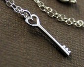 Sterling Silver Heart Key - Small