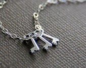 Three Tiny Keys Necklace - Sterling Silver