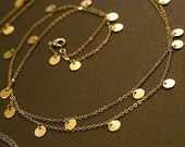 44 Inch 14k Gold Disco Necklace - Long Layering Strand - Discs Disks Dangles