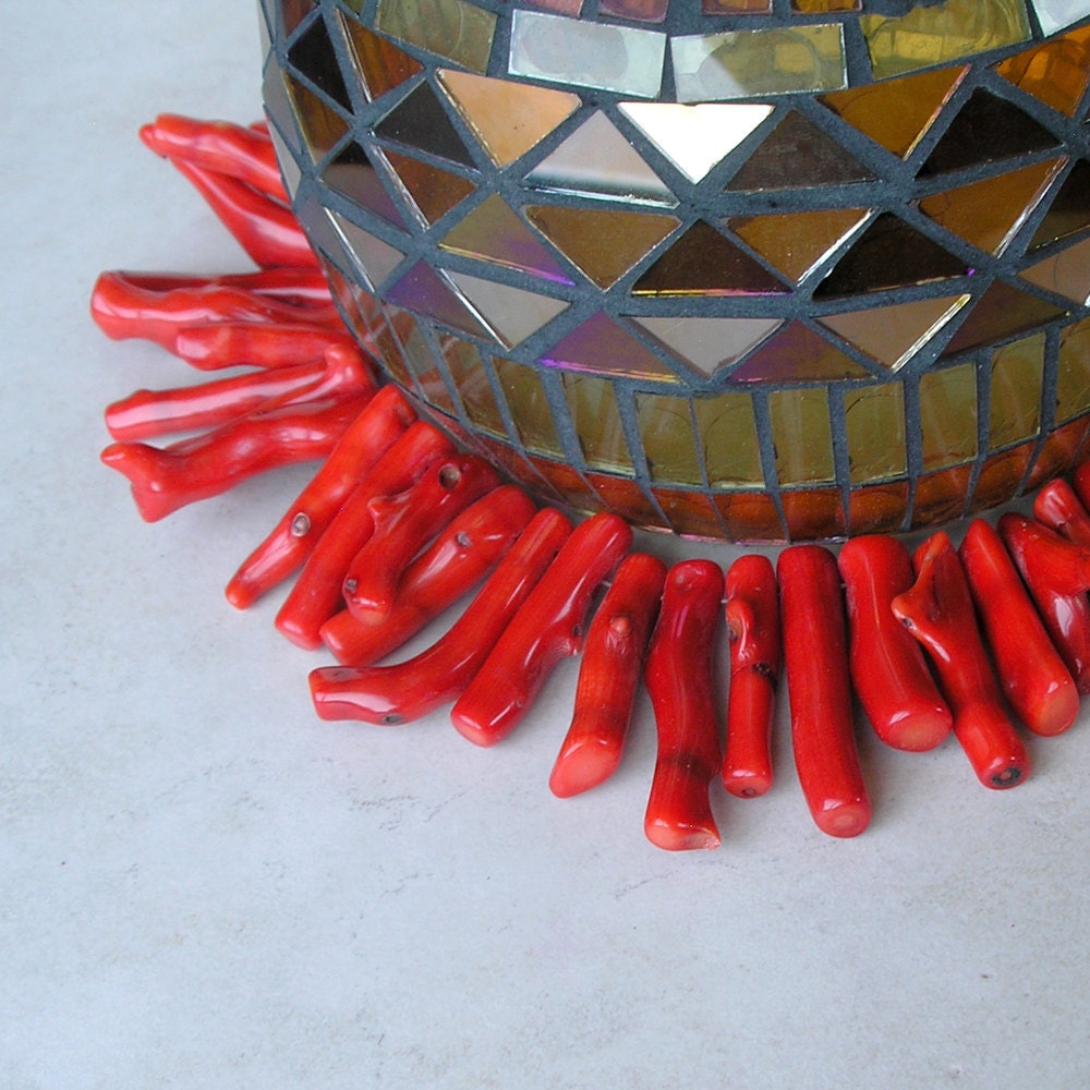 Red Bamboo Coral Beads- Large Stick Pendant Beads