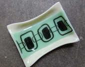 Mint Green Fused Glass Soap Dish, Bathroom Decor, Glass Home Decor Mod Pattern - mediumstomasses