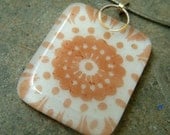 Fused Glass Jewelry, White & brown, Fused glass pendant necklace, Gift for her