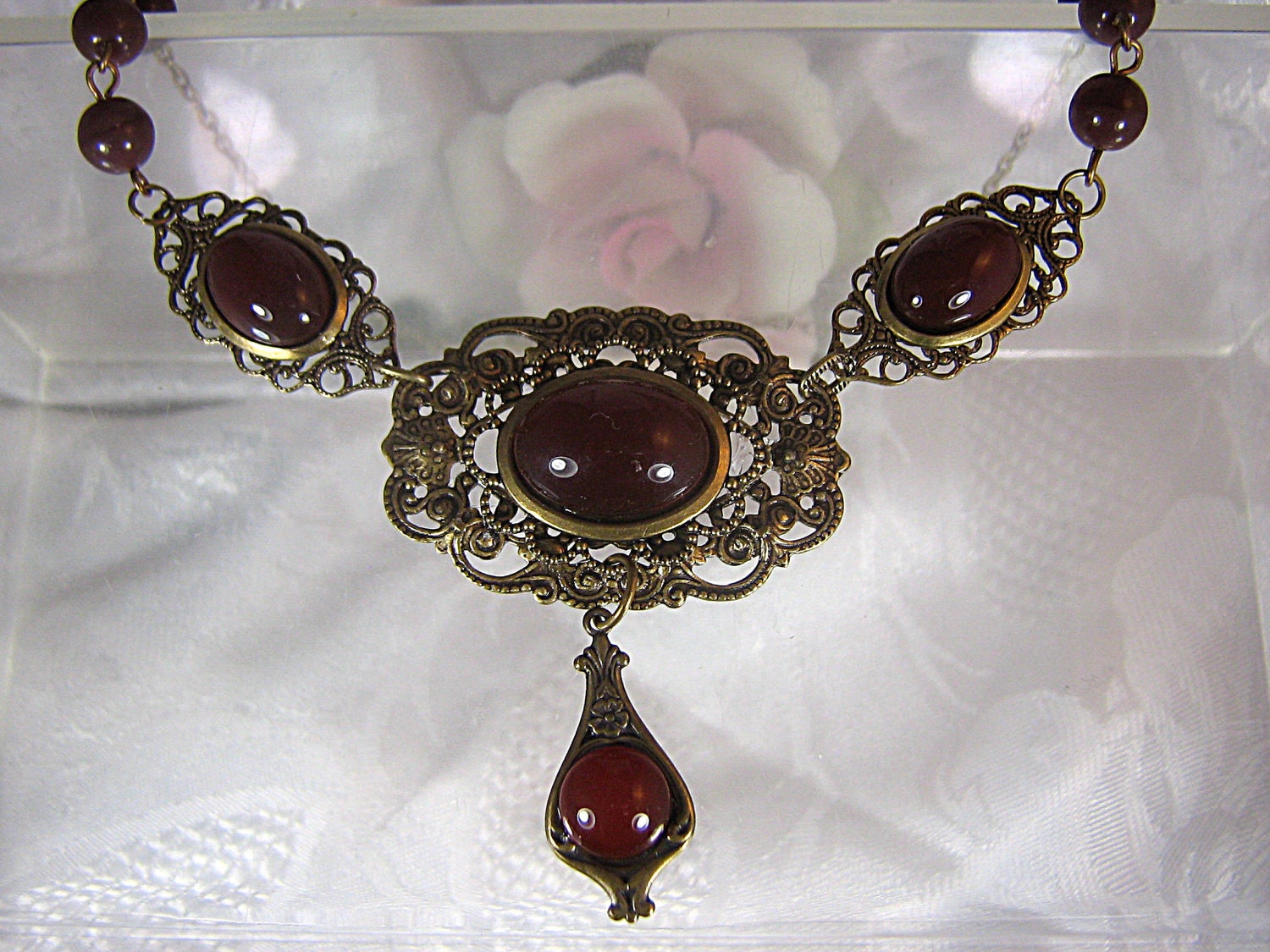 Art Deco Inspired Antiqued Brass  Statement Necklace
