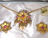 Anthony Original Pink Rhinestone Necklace And Earring Set In Original Box