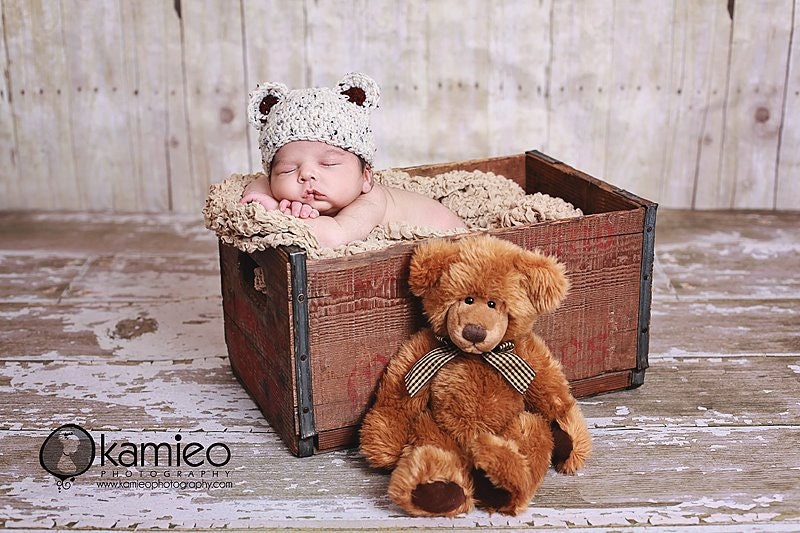 Baby Beanie Hat with Bear Ears, Made to Order