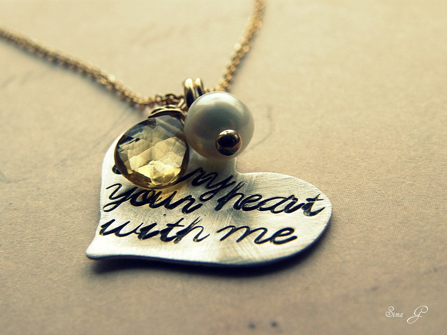 i carry your heart with me  - Inspired by the beautiful poem by E E Cummings-Hand Stamped By Simag