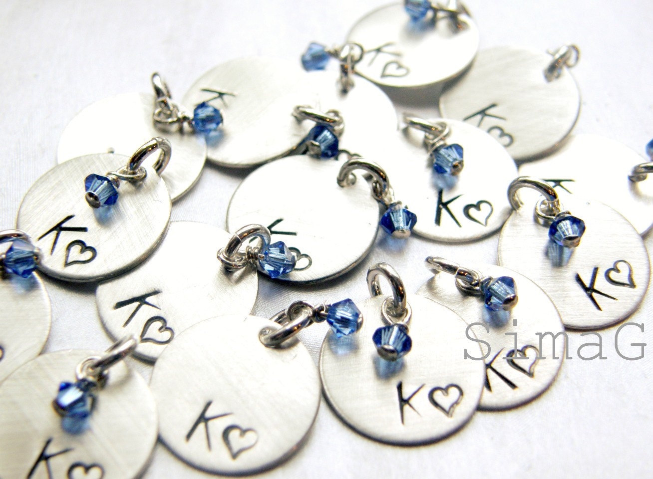 Add a charm -- Hand Stamped 1/2 Inch Sterling Silver Disc -SimaG