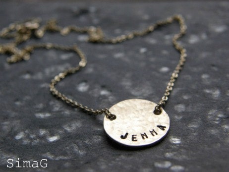 Simple ... Feminine ... Modern ... SMALL Hammered Gold Disc - By Simag