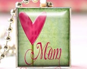 New Personalized Mom Heart Resin Coated Silver Plated Pendant