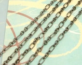 Long And Short Oval Links Chain Antique Silver 3' AS166