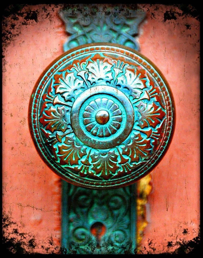 Antique Verdigris Doorknob - Fine Art Photography Print - custom listing for Jane Lynton 4 5x7's of chosen doorknobs.
