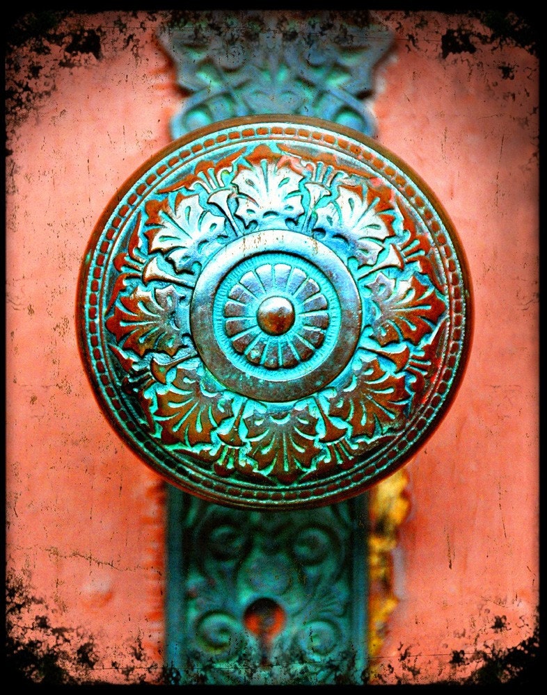 Antique Verdigris Doorknob - Fine Art Photography Print - custom listing for Jane Lynton 4 5x7's of chosen doorknobs.
